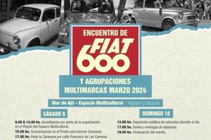 Este fin de semana habrá un Encuentro de Fiat 600 en La Costa